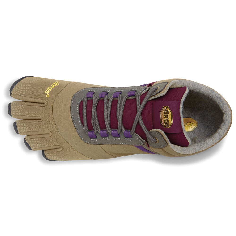 Vibram Five Fingers Womens Running Shoes - Khaki/Purple - Trek Ascent Insulated - 05483-XZWS